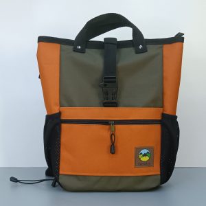 Mochila Txiki Con Asas Naranja Teja y Verde